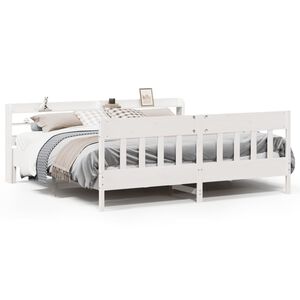 vidaXL Bed Frame without Mattress White 200x200 cm Solid Wood Pine
