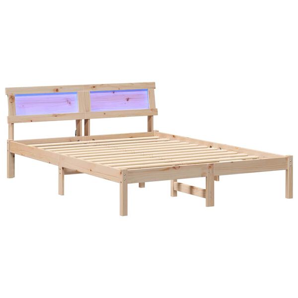 vidaXL Bed Frame with Headboard Brown 120 x 190 cm Solid Pine Wood