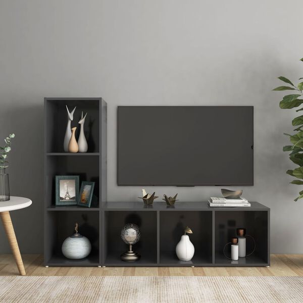 vidaXL TV Cabinets 2 pcs Grey 107x35x37 cm Engineered Wood