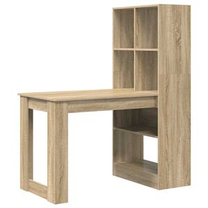 vidaXL Desk with Shelf Sonoma Oak 122 x 67 x 145 cm Engineered Wood