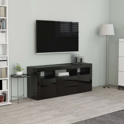 vidaXL TV Cabinet High Gloss Black 120x30x50 cm Engineered Wood