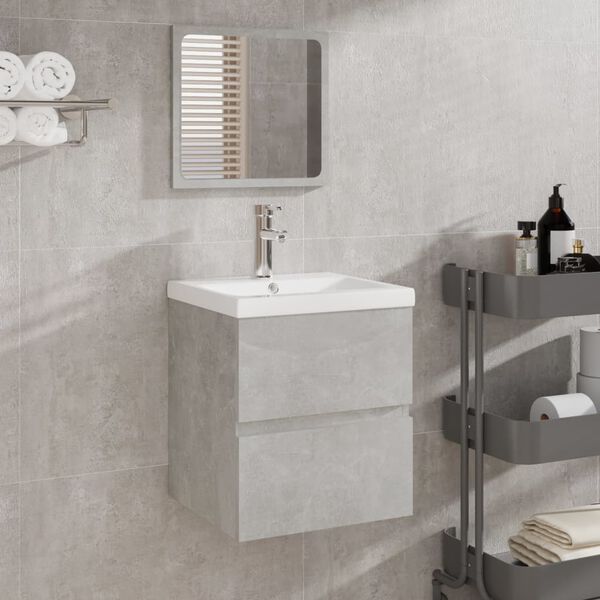 vidaXL Bathroom Sink Cabinet with Basin and Mirror Concrete Grey