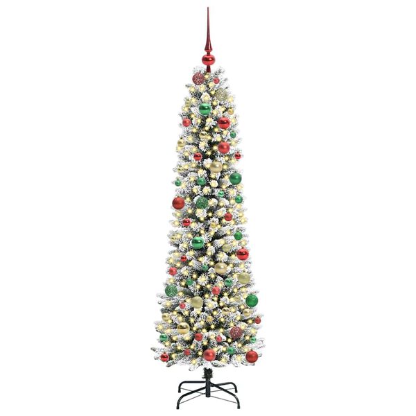 vidaXL Artificial Christmas Tree with 300 LEDs with Stand White 180 cm