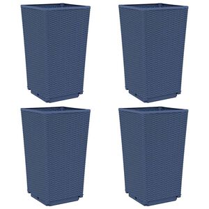 vidaXL Garden Planters 4 pcs Blue Grey 32.5x32.5x57 cm PP