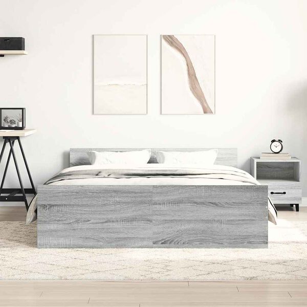 vidaXL Bed Frame without Mattress Grey Sonoma 120x190 cm Small Double