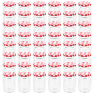 vidaXL Glass Jam Jars with White and Red Lid 48 pcs 230 ml