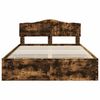 vidaXL Bed Frame with Drawer Smoked Oak 140 x 200 cm Engineer Wood