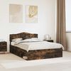 vidaXL Bed Frame Smoked Oak 160 x 200 cm Solid Pine Wood