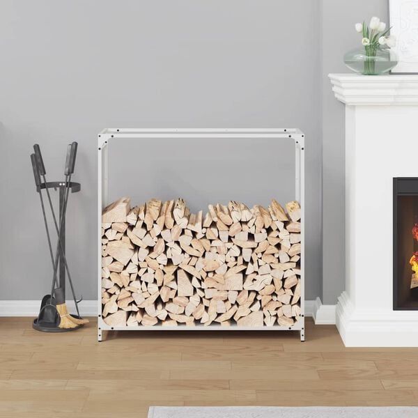 vidaXL Firewood Rack White 90x28x90 cm Cold-rolled steel