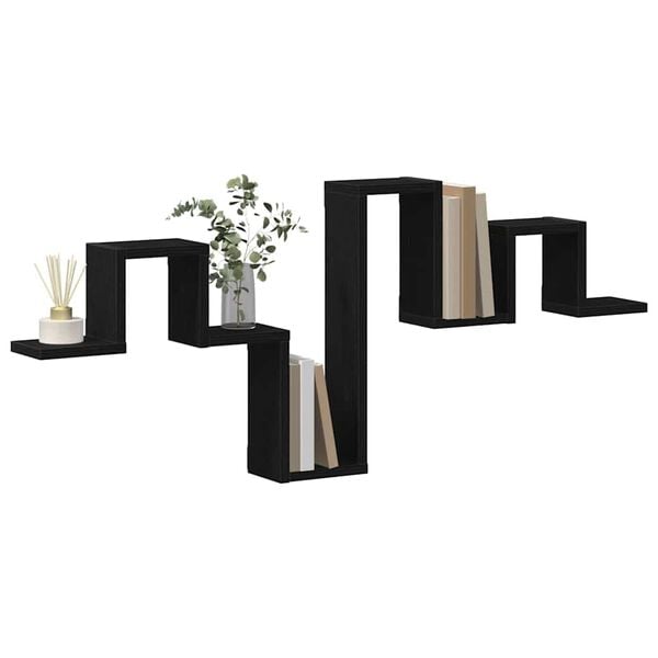 vidaXL Wall Shelf Black oak 104.5 x 10 x 43 cm Engineered Wood