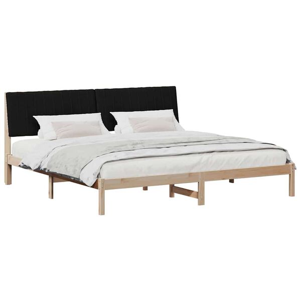 vidaXL Bed Frame with Headboard Brown 200 x 200 cm Solid Pine Wood