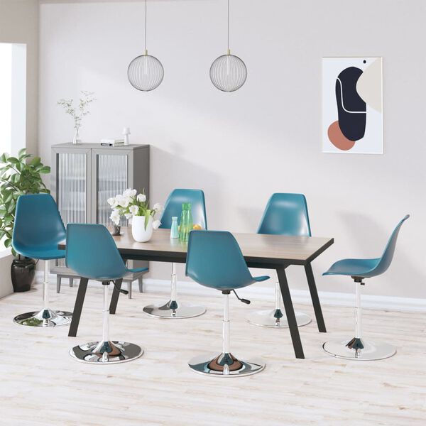vidaXL Swivel Dining Chairs 6 pcs Turquoise PP