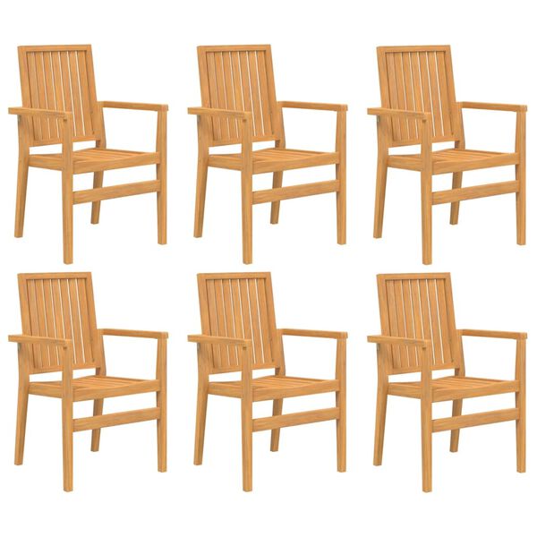 vidaXL Stackable Garden Chairs 6 pcs 56.5x57.5x91 cm Solid Wood Teak