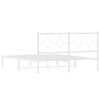 vidaXL Metal Bed Frame without Mattress with Headboard White 160x200cm