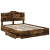 vidaXL Storage Bed with Drawer Smoked Oak 160 x 200 cm Engineered Wood