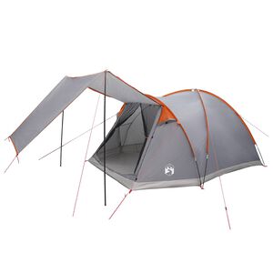 vidaXL Cabin Tent 4-Person Grey and Orange Polyester and Steel