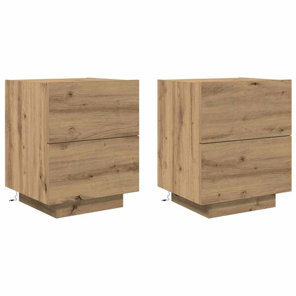 vidaXL Bedside Cabinet with Drawer 2 pcs Artisan Oak 45 x 40 x 55 cm
