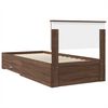 vidaXL Bed Frame Brown Oak and Silver 75 x 190 cm Engineered Wood