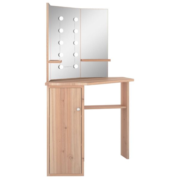 vidaXL Corner Dressing Table with LED Oak 111x54x141.5 cm
