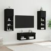 vidaXL 4 Piece TV Wall Cabinets with LED Lights Black