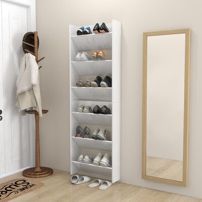 vidaXL Wall Shoe Cabinets 2 pcs High Gloss White 60x18x90cm Engineered Wood