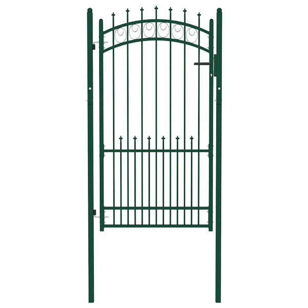 vidaXL Fence Gate with Spikes Steel 104x134.5 cm Green