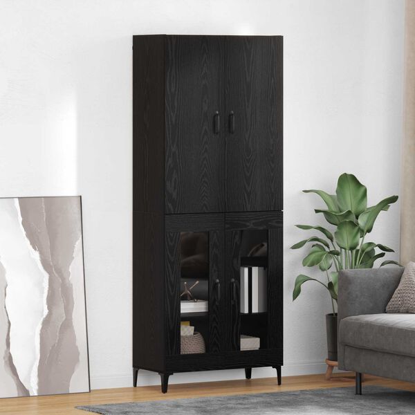 vidaXL Highboard Black Oak 69.5 x 34 x 180 cm Engineered Wood