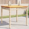 vidaXL Garden Table Beige 80x80x75 cm Poly Rattan Acacia Wood