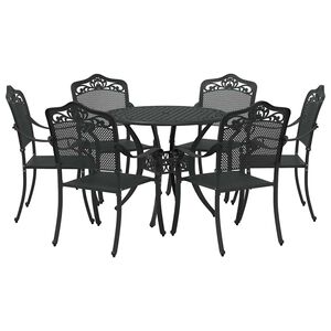 vidaXL Garden Dining Set 7 pcs Black Aluminium