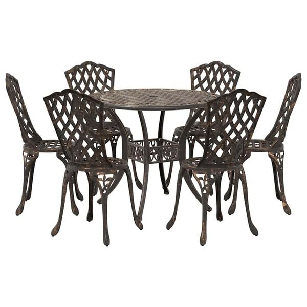 vidaXL Garden Dining Set 7 pcs Bronze Aluminium