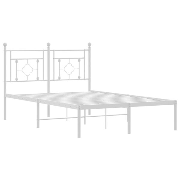 vidaXL Metal Bed Frame without Mattress with Headboard White 120x190cm
