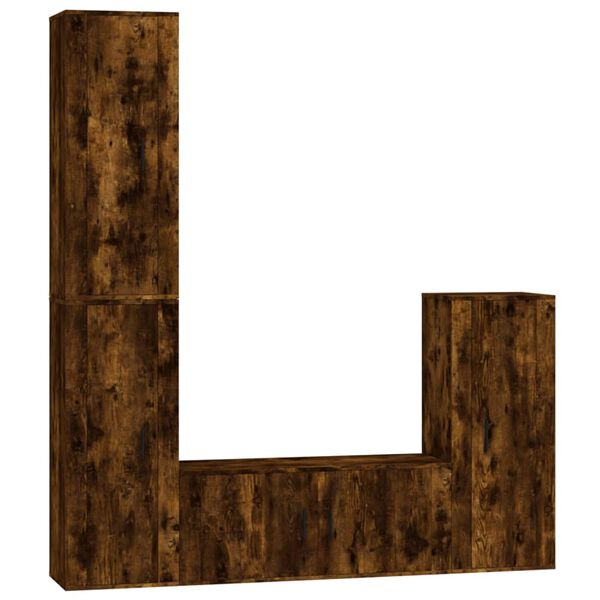vidaXL 4 Piece TV Cabinet Set Smoked Oak Engineered Wood