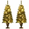 vidaXL Artificial Christmas Trees 2 pcs with Wreath, Garland and LEDs