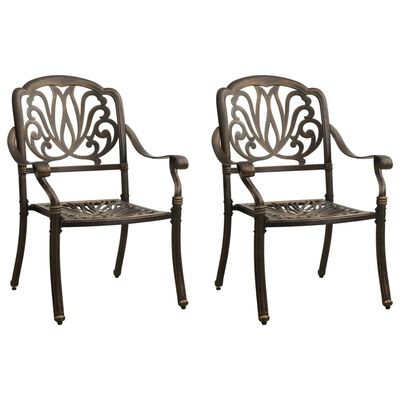 vidaXL Garden Chairs 2 pcs Cast Aluminium Bronze