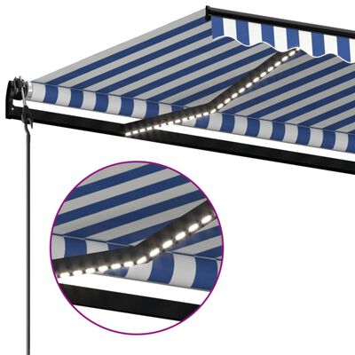 vidaXL Automatic Awning with LED&Wind Sensor 400x350 cm Blue and White