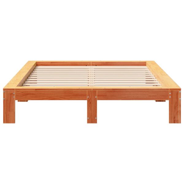 vidaXL Bed Frame without Mattress Wax Brown 135x190 cm Double Solid Wood Pine