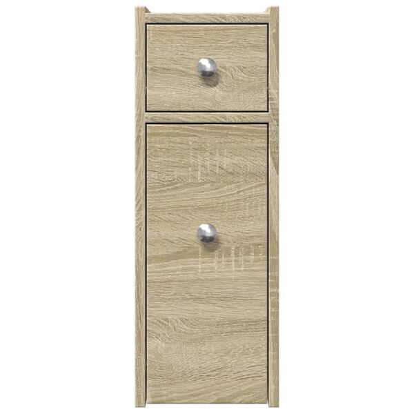 vidaXL Narrow Bathroom Cupboard with Wheels Sonoma Oak Engineered Wood