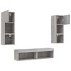 vidaXL 6 Piece TV Wall Units with LED Grey Sonoma Engineered Wood