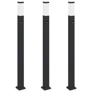 vidaXL Bollard Lights with Sensor 3 pcs 110 cm Black IP44