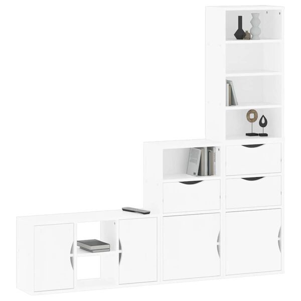 vidaXL 4 Piece TV Units with Storage ODDA White Solid Wood Pine