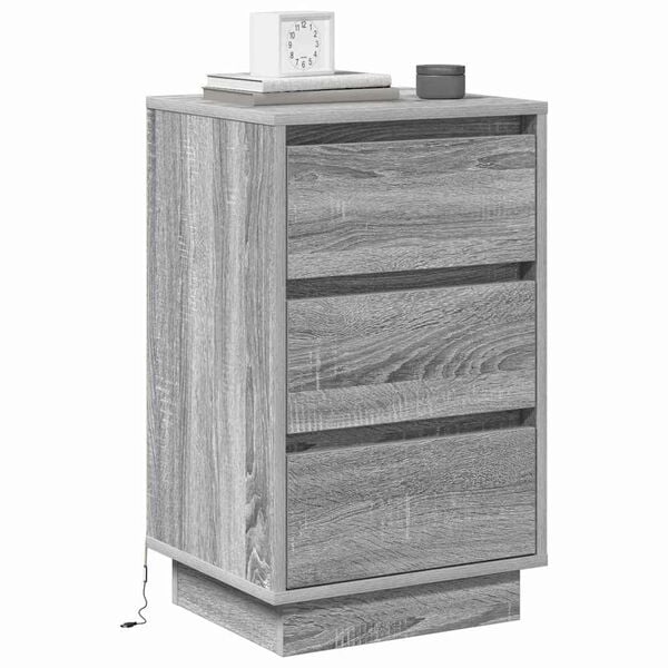 vidaXL Bedside Cabinet Grey 39 x 34.5 x 65 cm Engineered wood