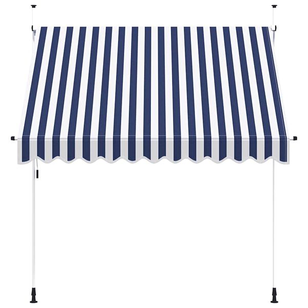 vidaXL Manual Retractable Awning 250 cm Blue and White Stripes