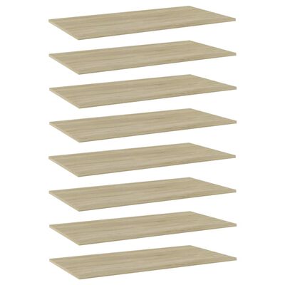 vidaXL Bookshelf Boards 8 pcs Sonoma Oak 80x20x1.5 cm Engineered Wood