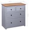 vidaXL Sideboard Grey 80x40x83 cm Pinewood Panama Range
