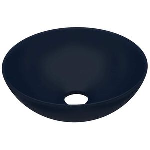 vidaXL Bathroom Sink Ceramic Dark Blue Round