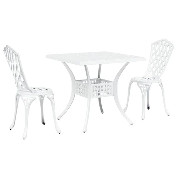 vidaXL Garden Table Set 3 pcs White Cast Aluminium