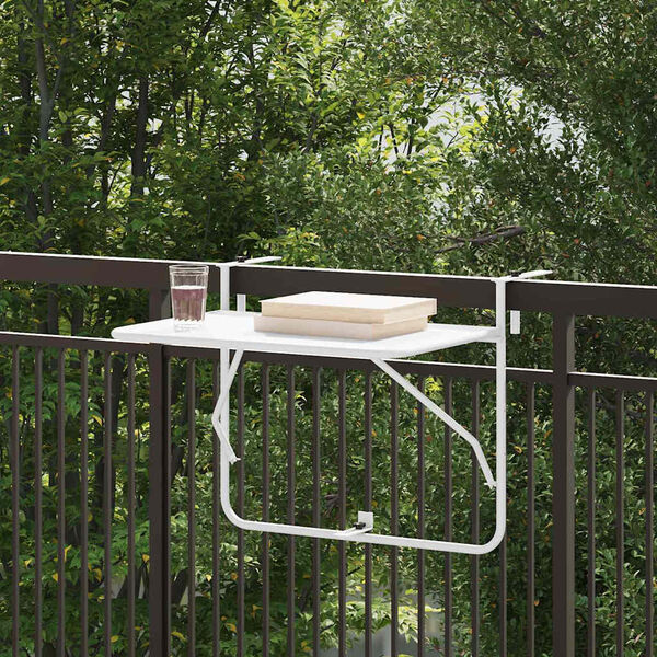 vidaXL Hanging Balcony Table White 60 x 39 x 65 cm Steel