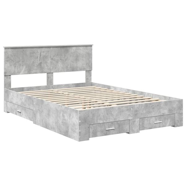 vidaXL Bed Frame Concrete Grey 140 x 190 cm Engineered Wood