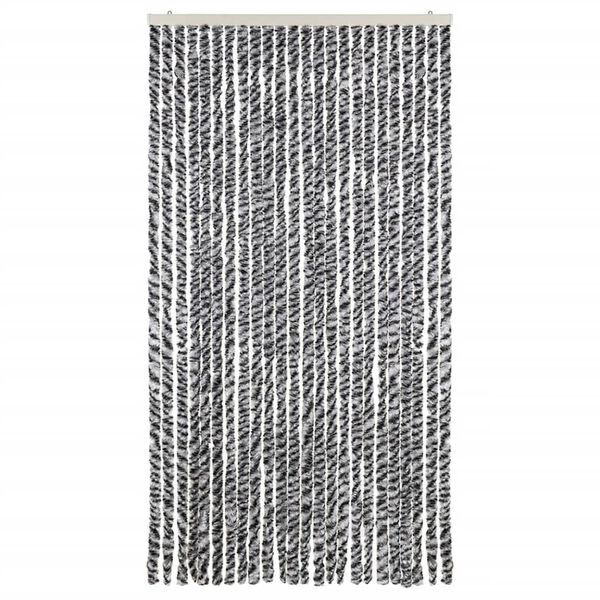 vidaXL Fly Curtain Grey and Black and White 100x200 cm Chenille