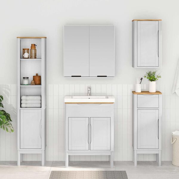 vidaXL Bathroom Cabinet White 35 x 30 x 90 cm Solid Pine Wood